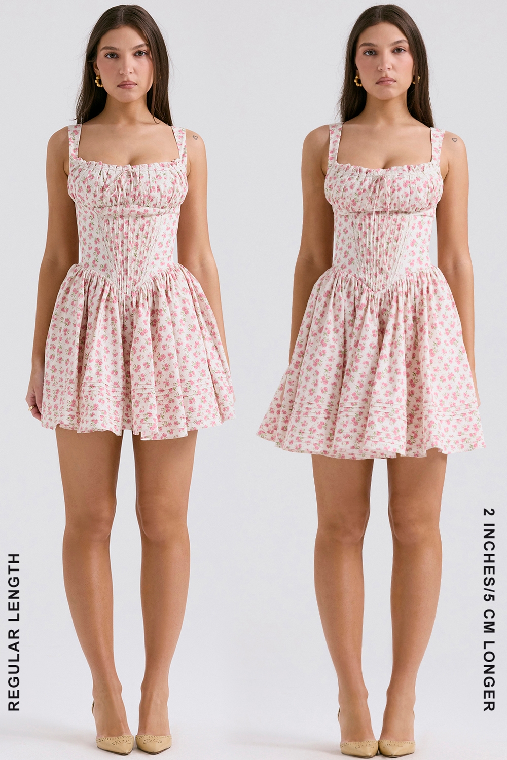 Natassia-White Rosebud Print Cotton Mini Dress