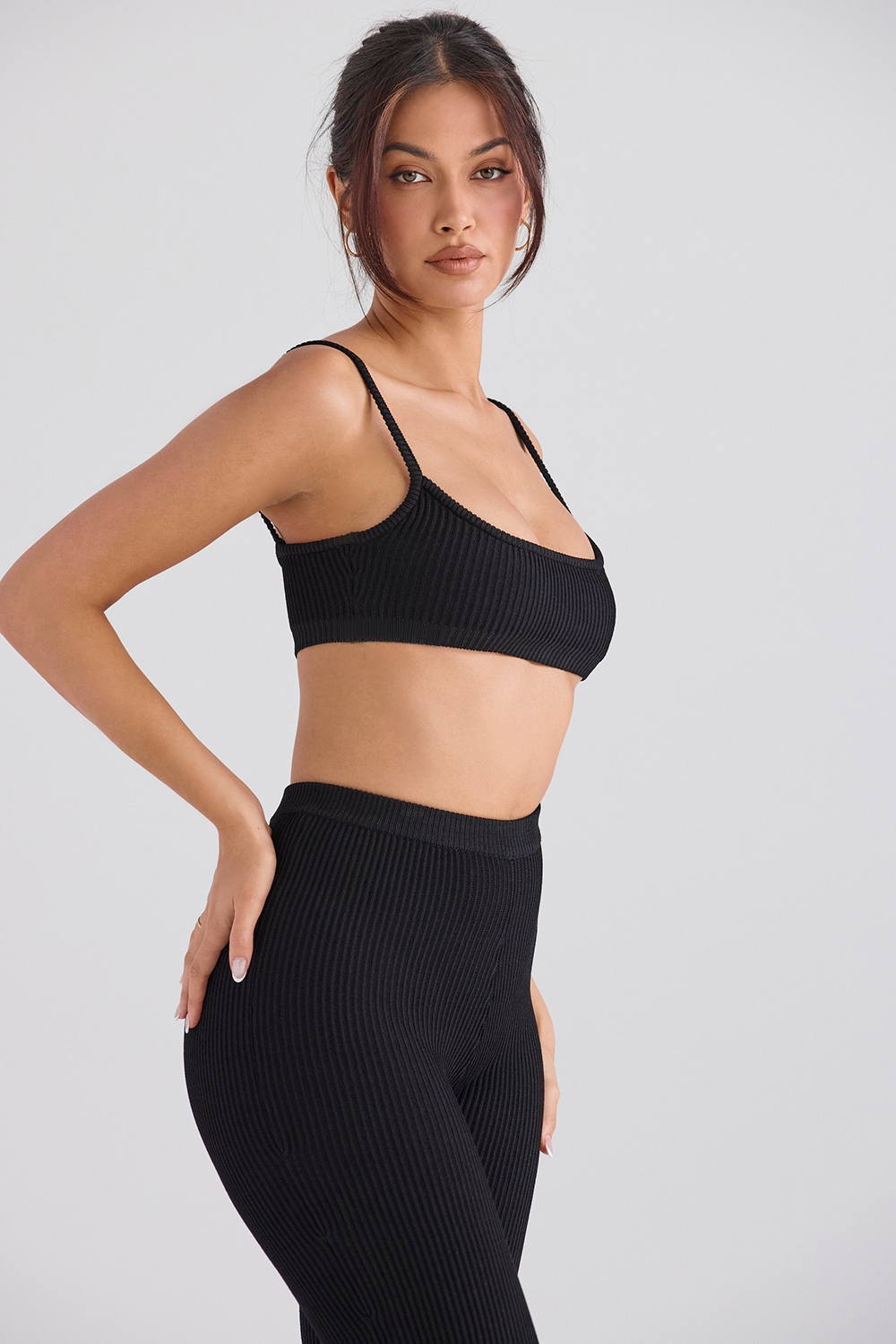 Mischa-Black Ribbed Knit Bralette - SALE