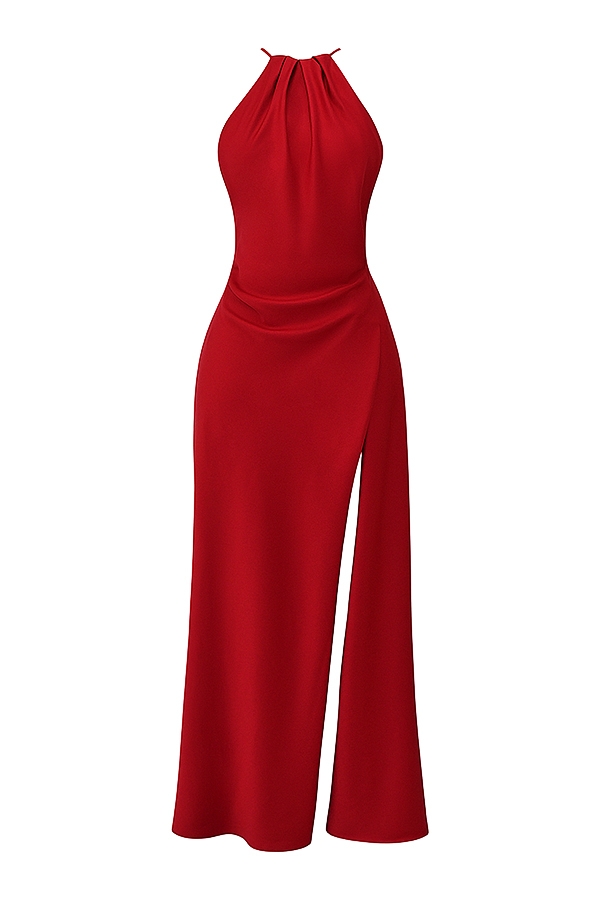 Zanab-Red Rose Thigh Slit Maxi Dress