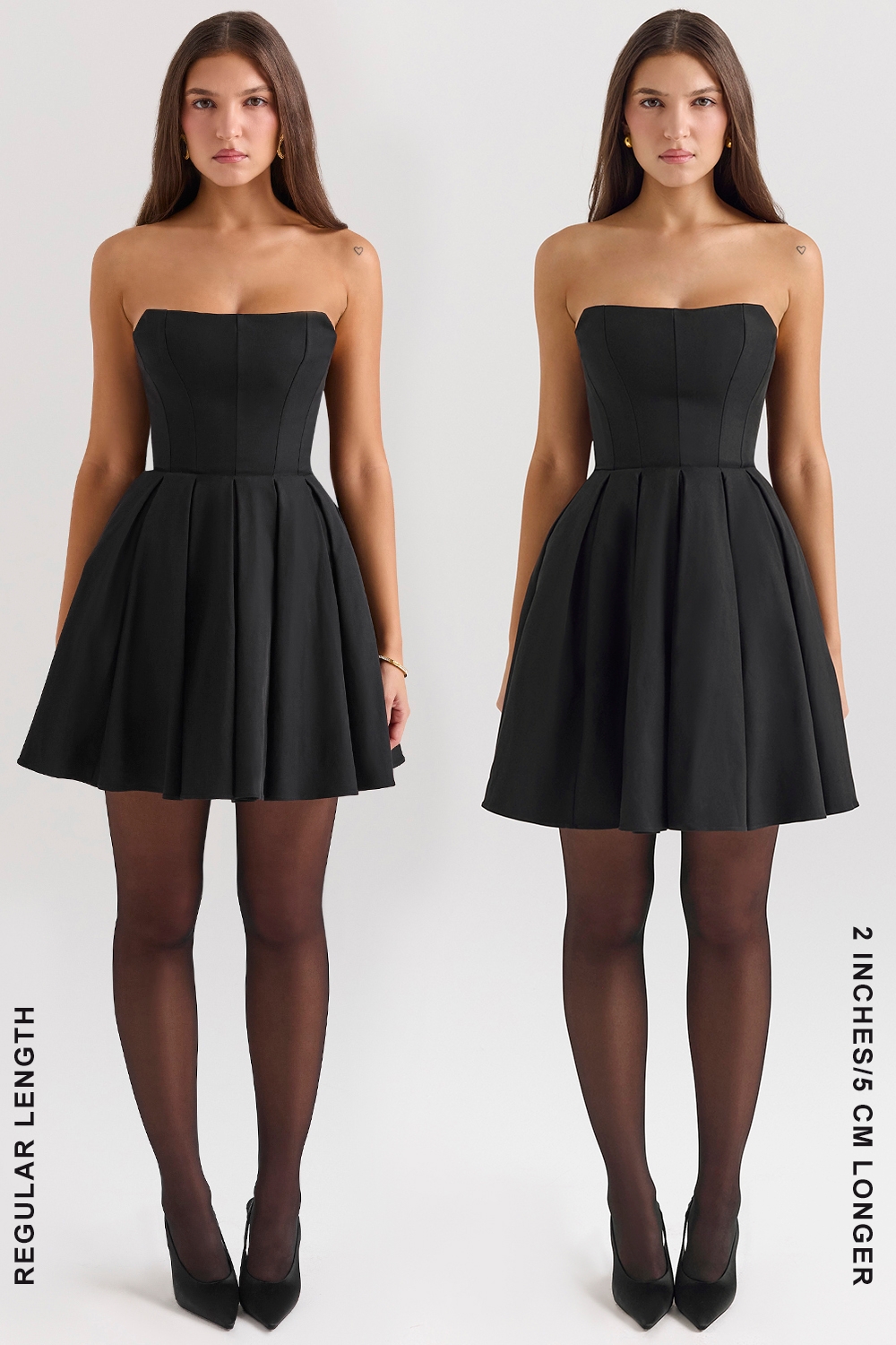 Emmanuela-Black Strapless Detachable Bow Mini Dress