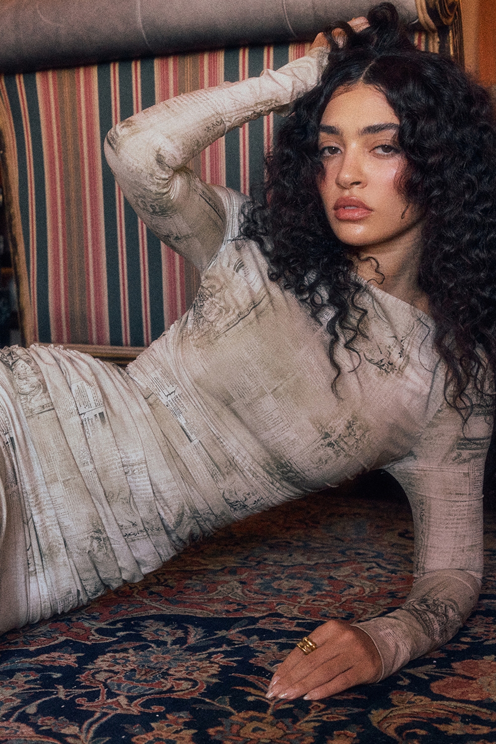 Lanetta-Pale Sage Print Maxi Dress