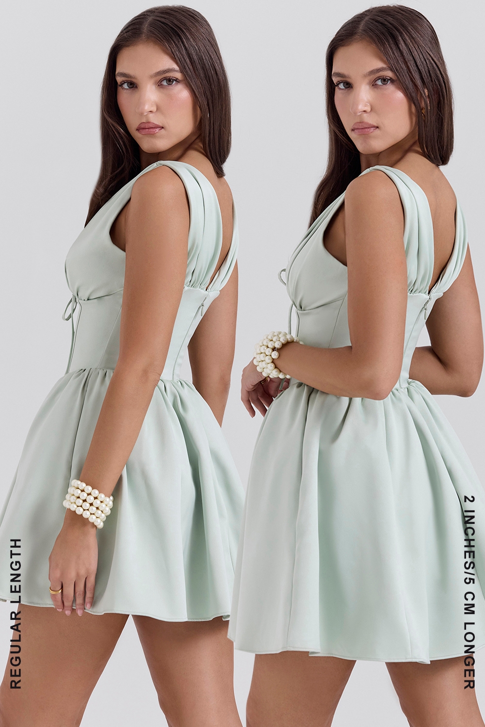 Emmeliette-Pistachio Satin Mini Dress - SALE