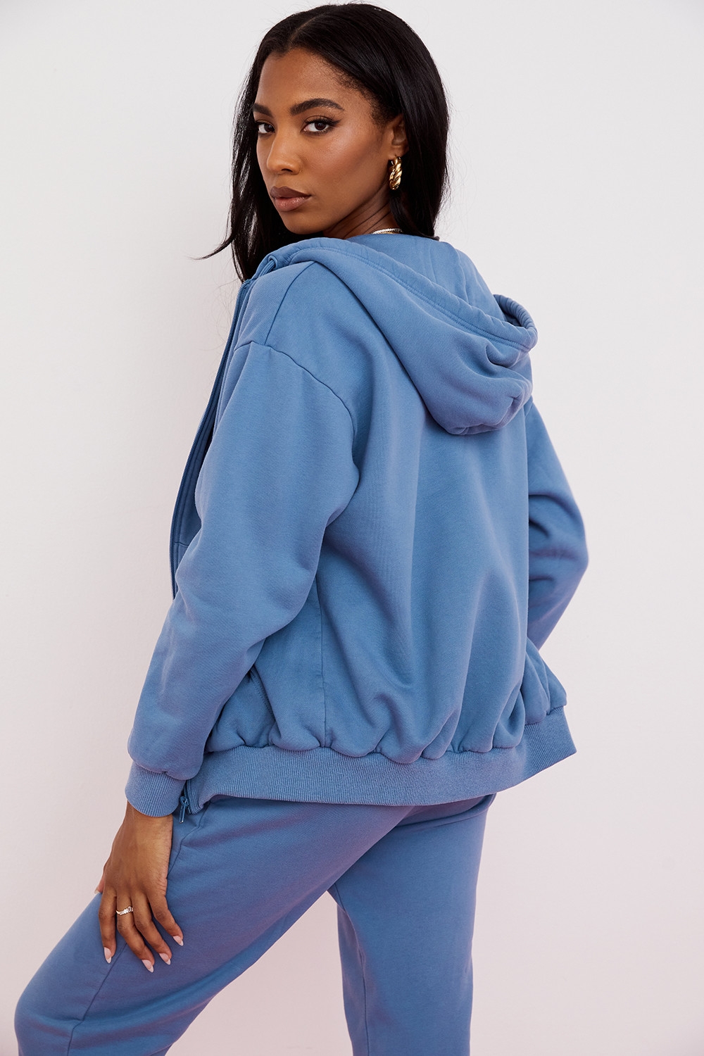 Storm-Azure Zip Through Hoodie