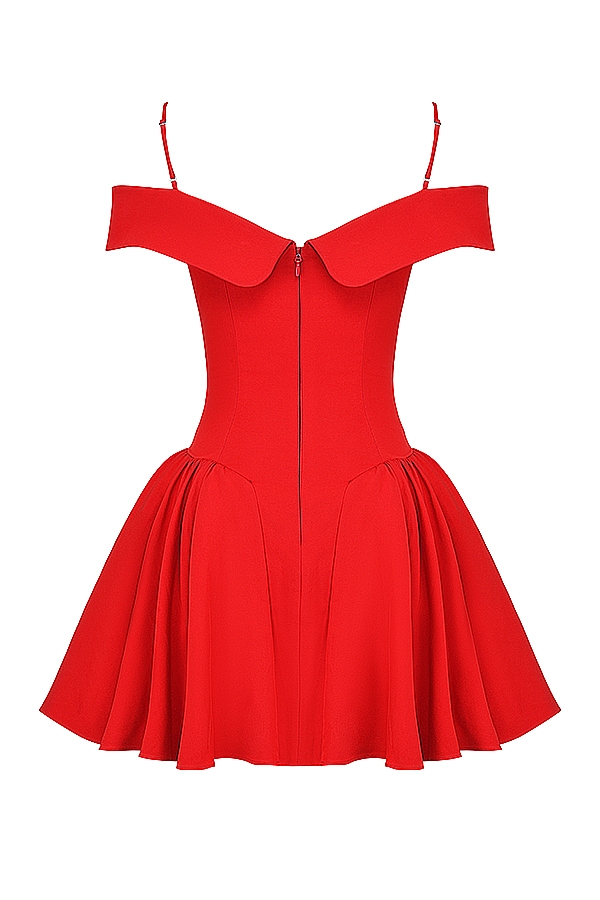 Elida-Scarlet Off Shoulder Mini Dress