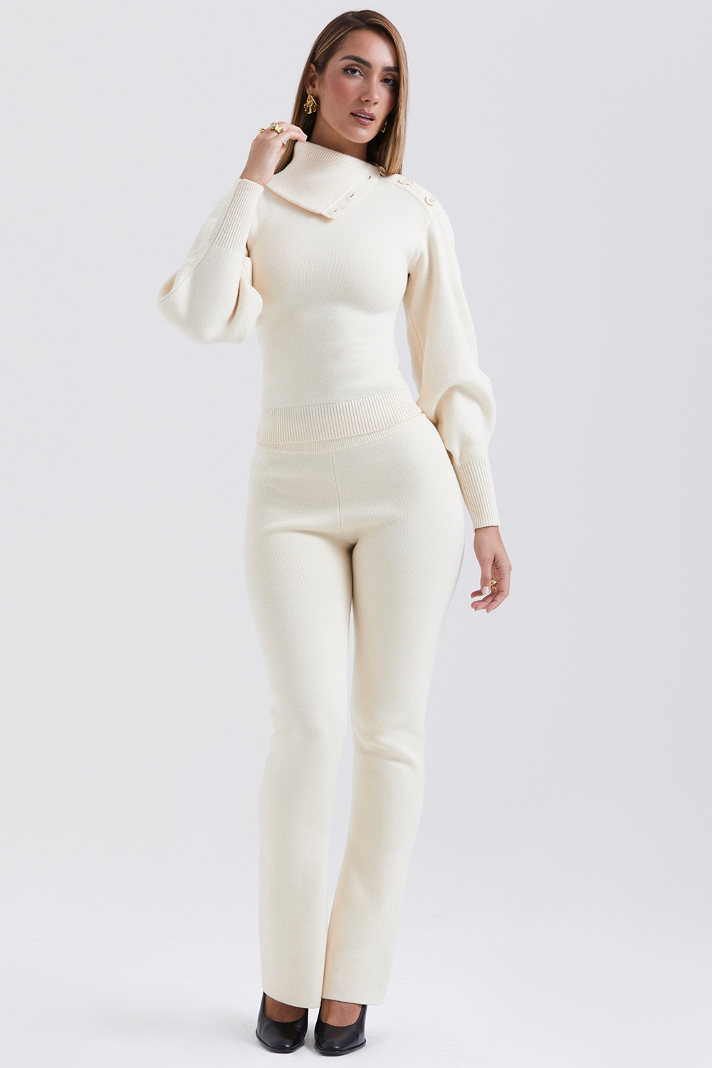 Nereida-Cream Cashmere Blend Trousers - SALE