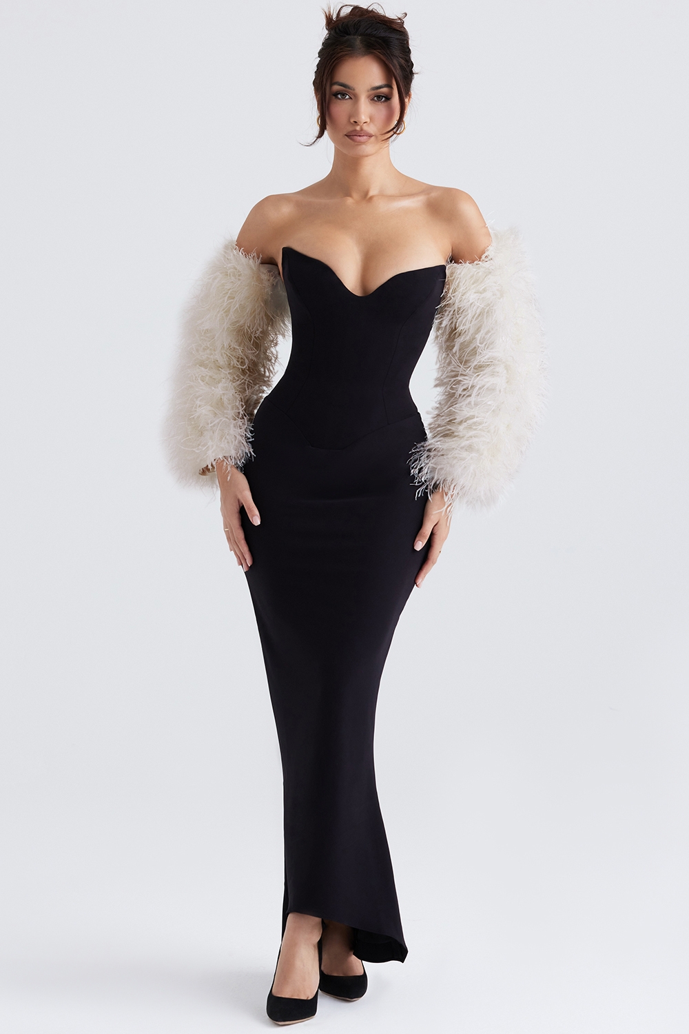 Ash-Off White Marabou Sleeve Jacket