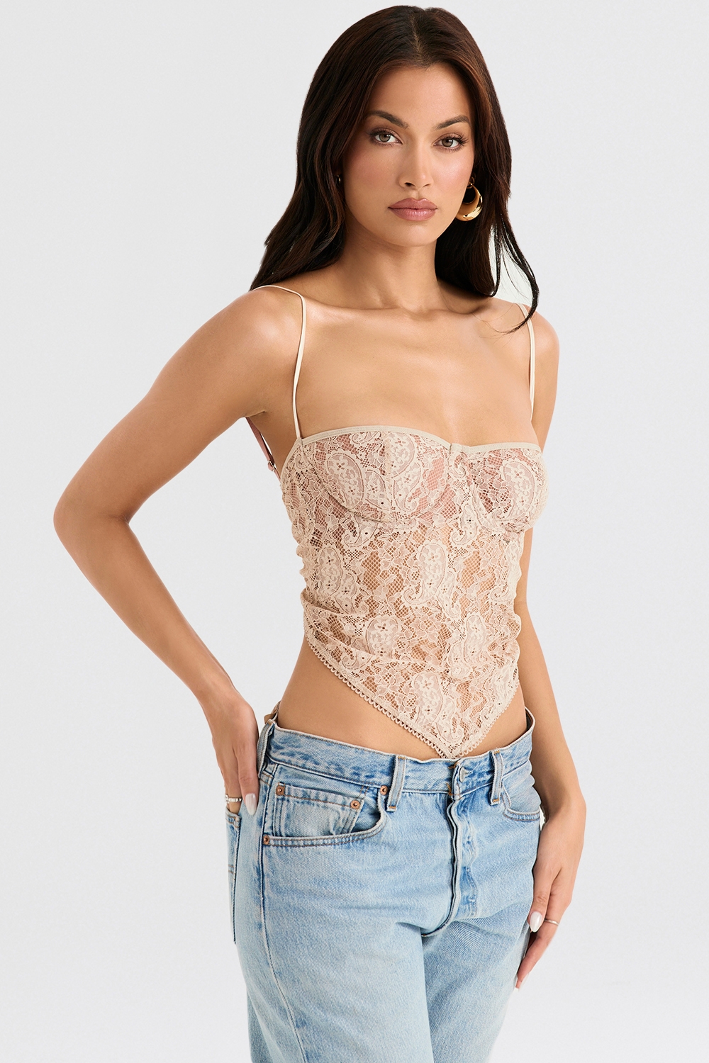 Fernanda-Cream Paisley Lace Top