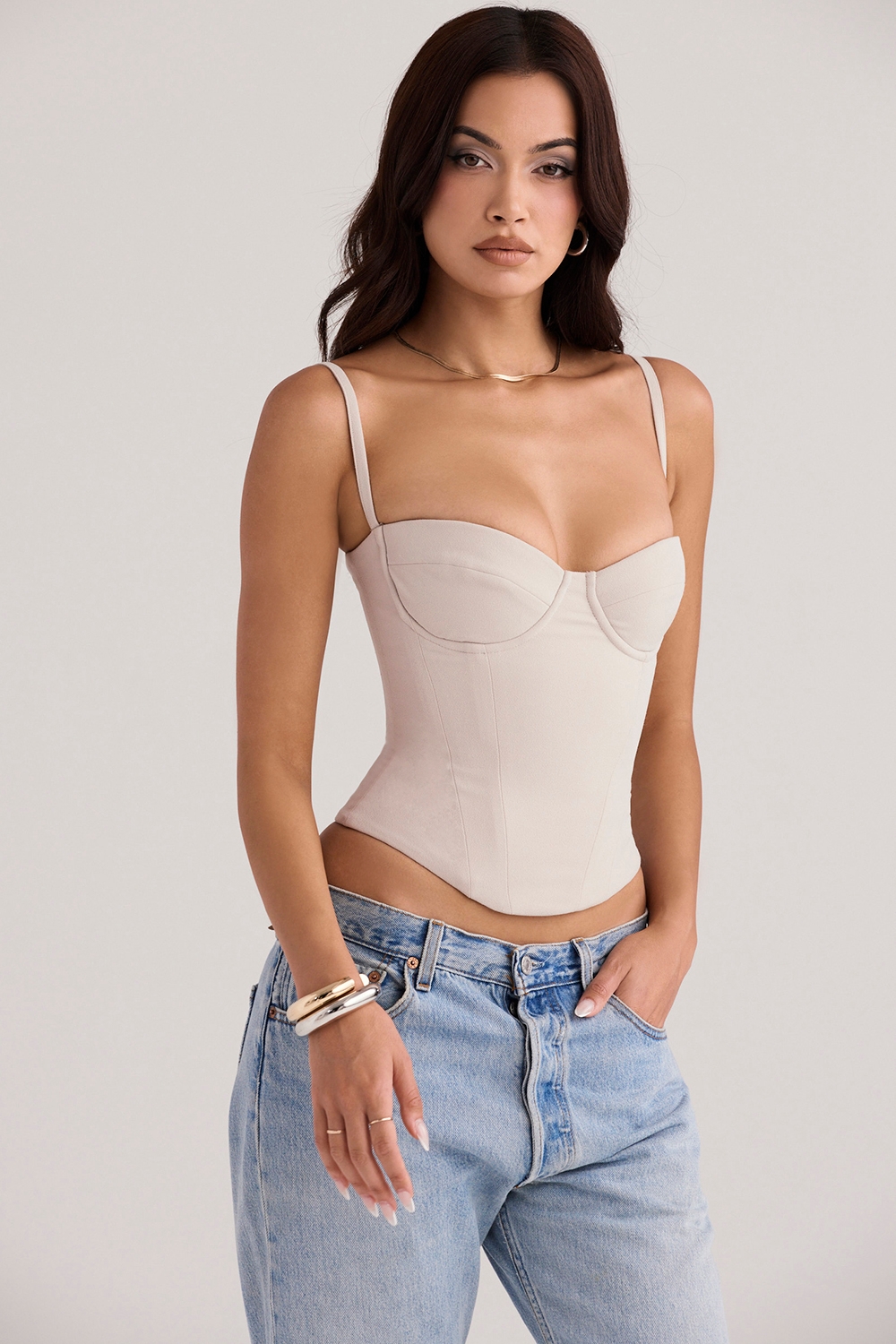 Shanna-Oyster Underwired Corset