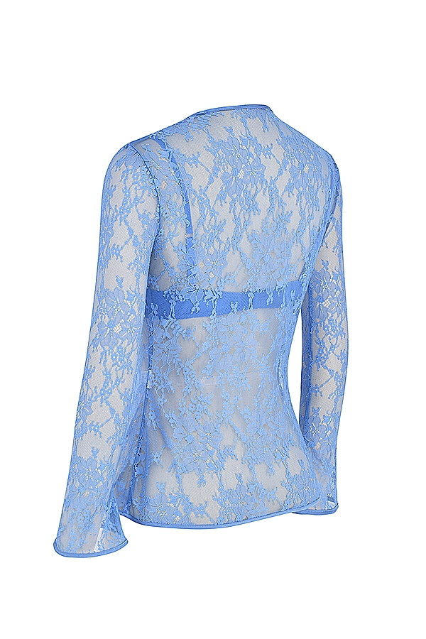 Phoebe-Blue Lace Tie Front Top