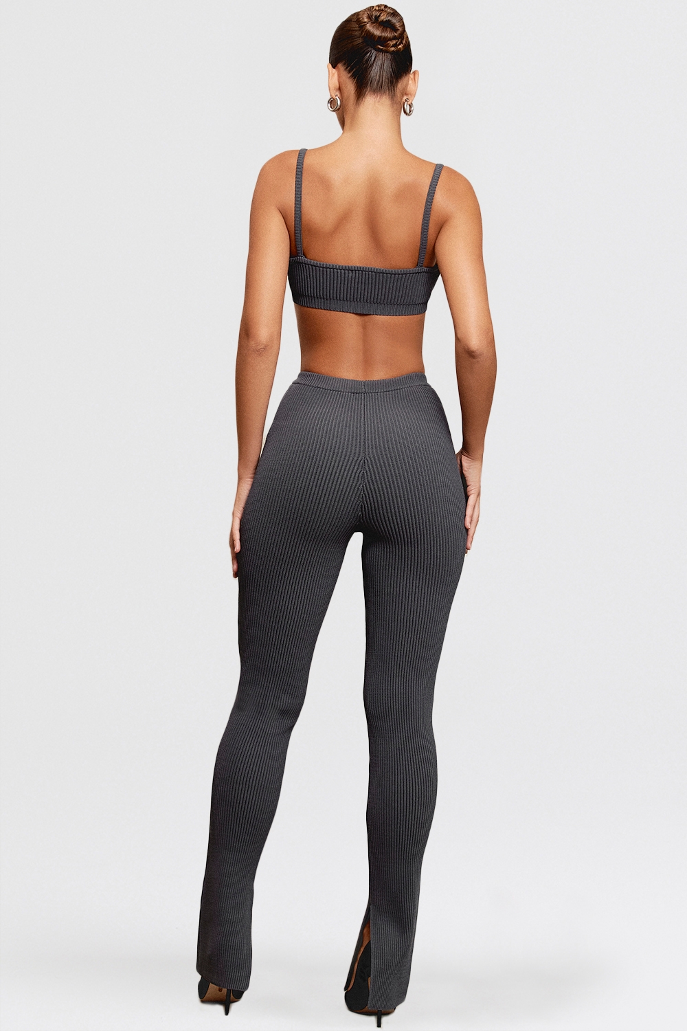 Mitzi-Dark Grey Ribbed Knit Leggings - SALE