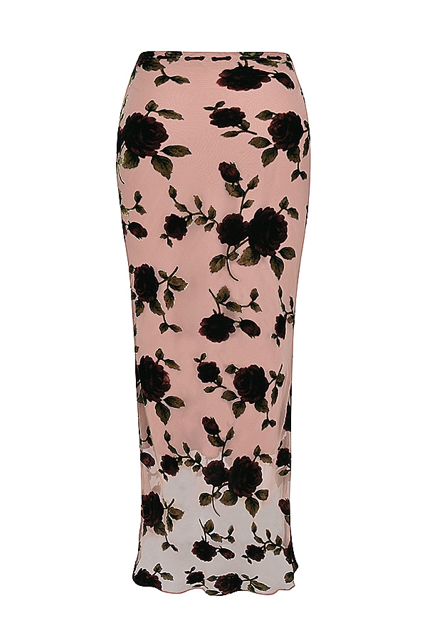 Imaan-Dusty Pink Devore Maxi Skirt
