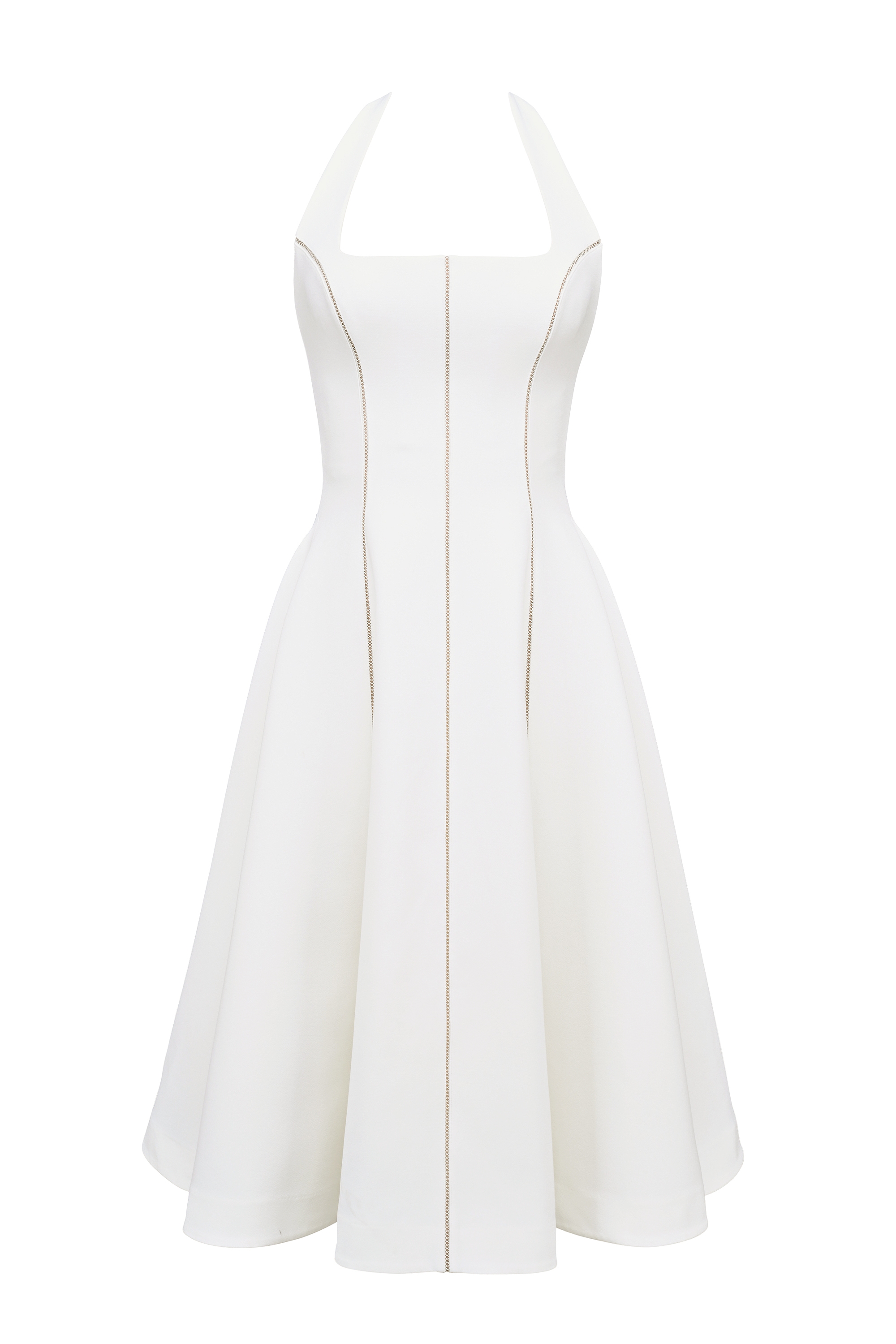 Loulou-Ivory Halter Neck Midi Dress