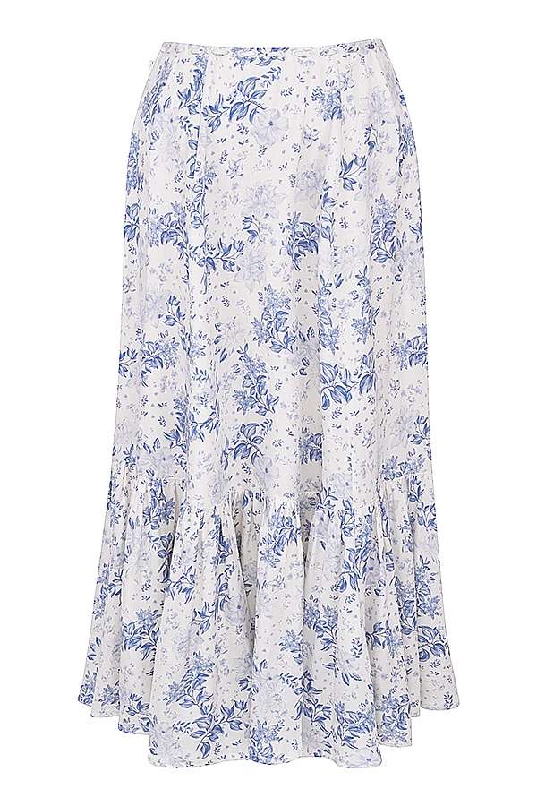 Aitana-Blue Print Midi Skirt