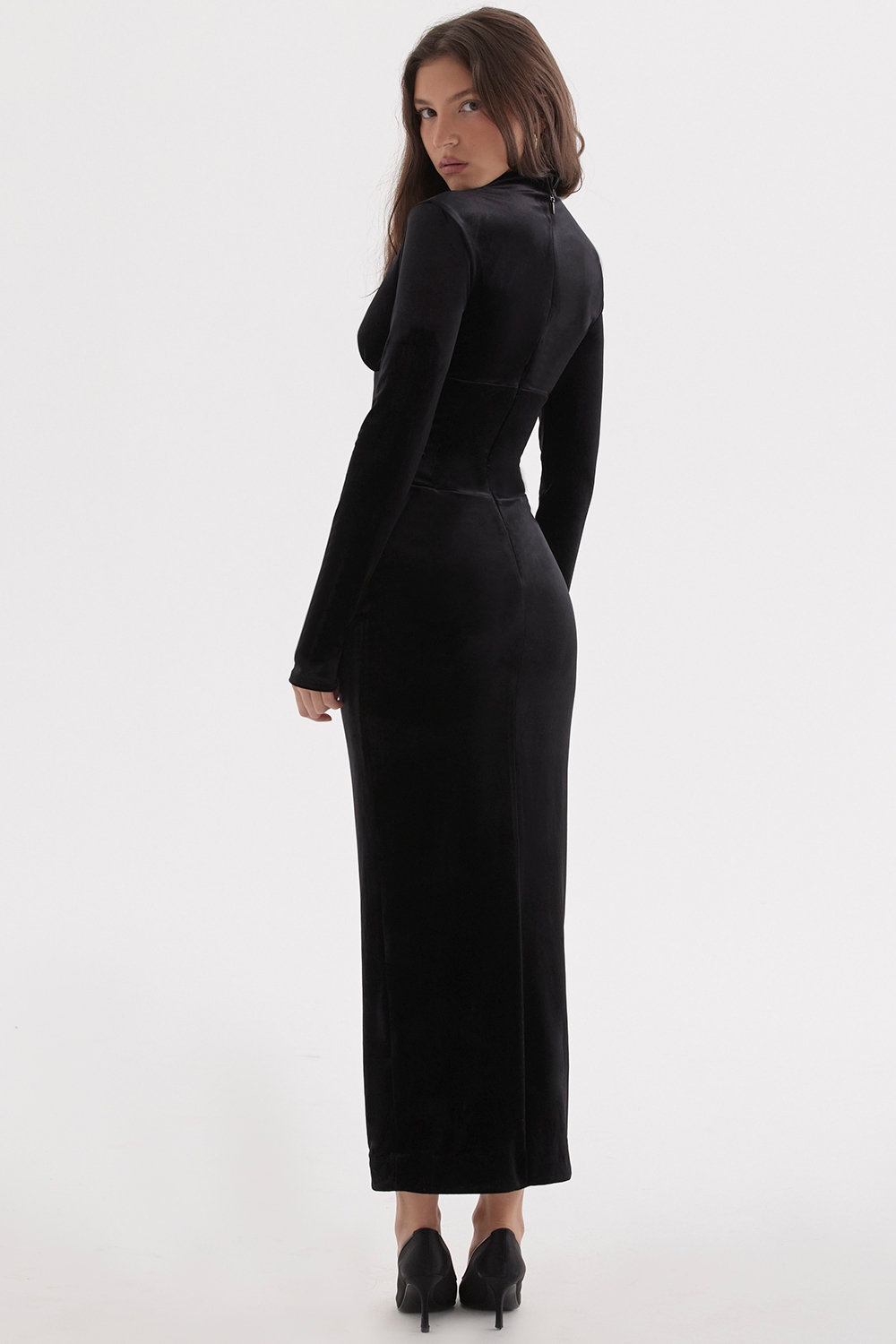 Arabella-Black Velvet Corset Dress