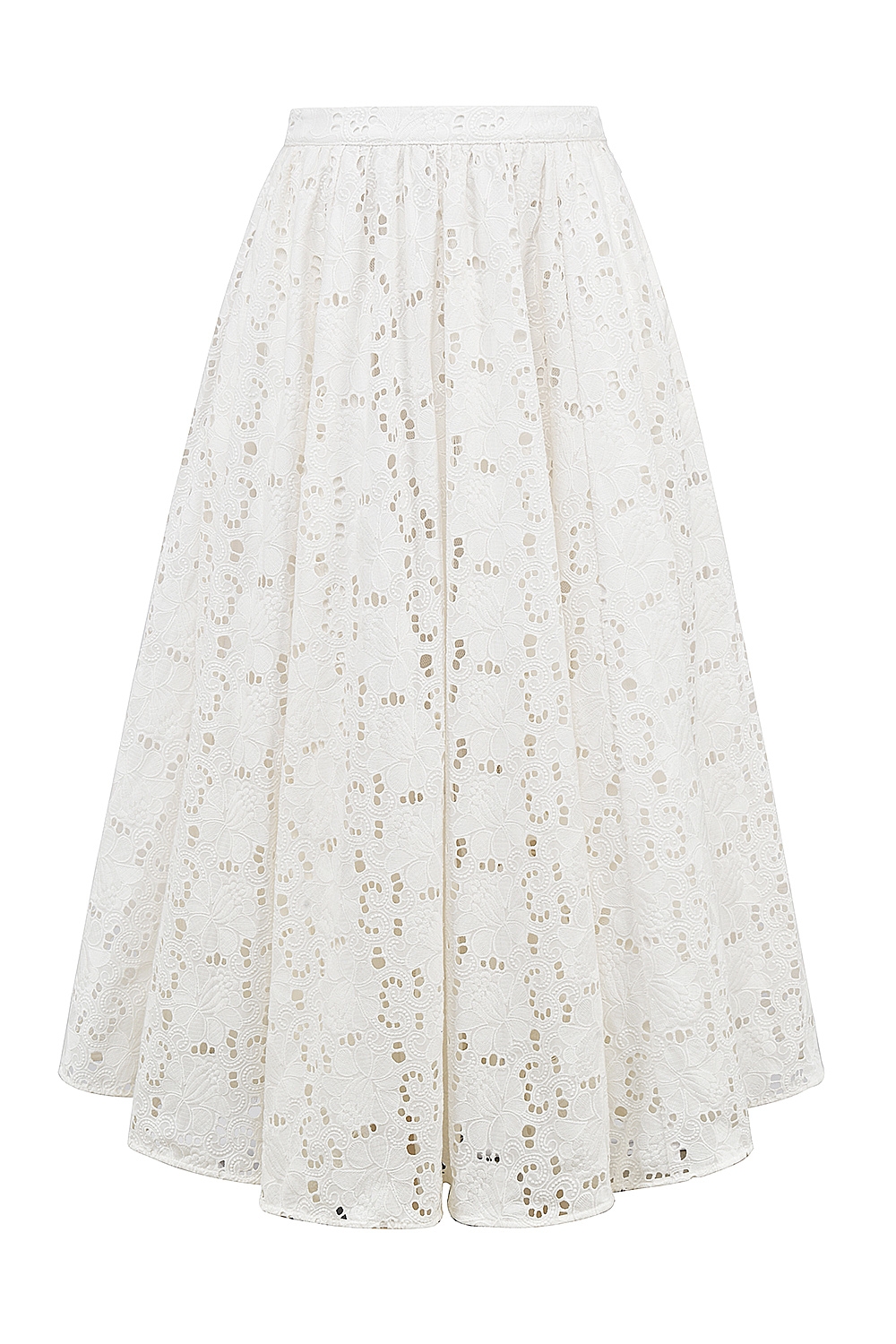 Francine-White Broderie Anglais Midi Skirt