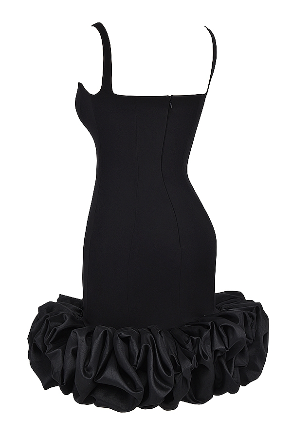 Lilou-Black Ruffle Hem Dress