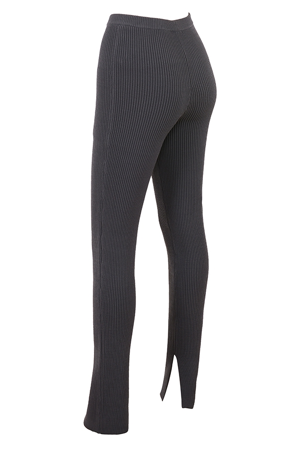 Mitzi-Dark Grey Ribbed Knit Leggings - SALE