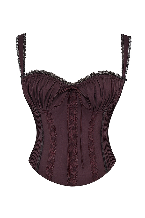 Gini-Rich Brown Lace Back Corset