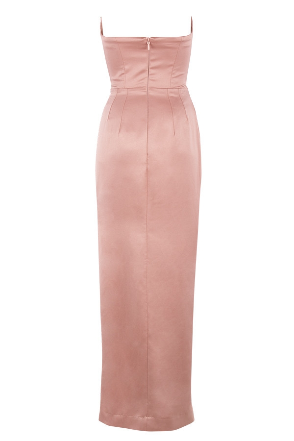 Adrienne-Blush Satin Strapless Gown