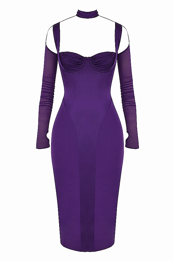 Talika-Grape Corset Midi Dress
