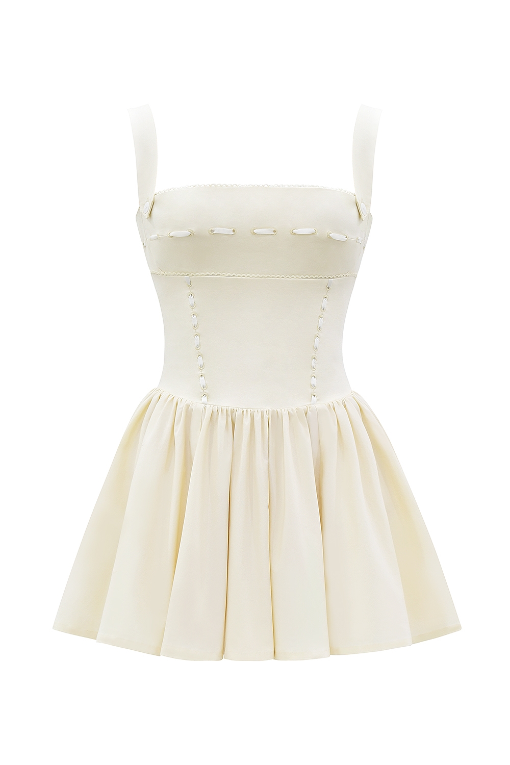 Honor-Buttermilk Ribbon Detailed Mini Dress