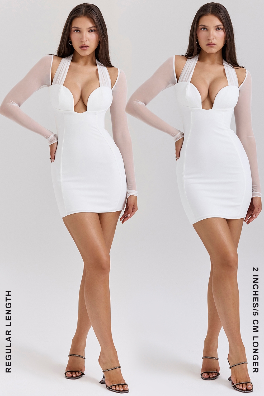 Holly-White Plunge Mini Dress