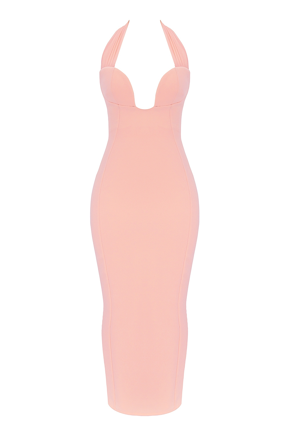 Gianina-Sorbet Crepe Halter Maxi Dress
