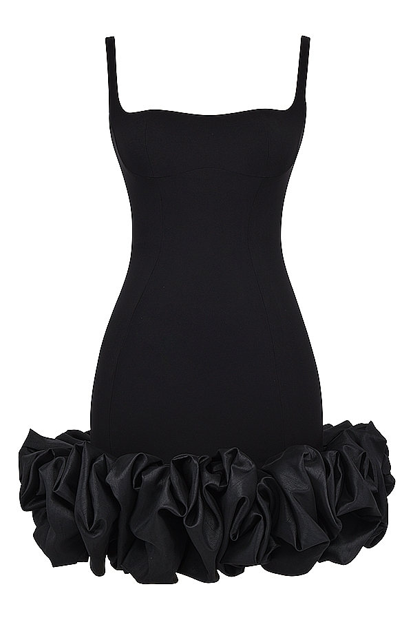 Lilou-Black Ruffle Hem Dress