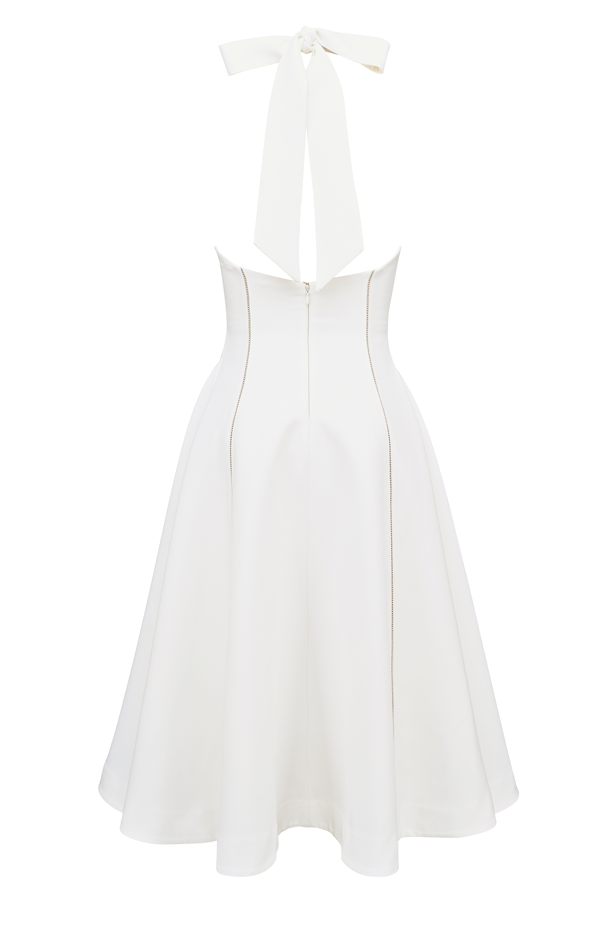 Loulou-Ivory Halter Neck Midi Dress