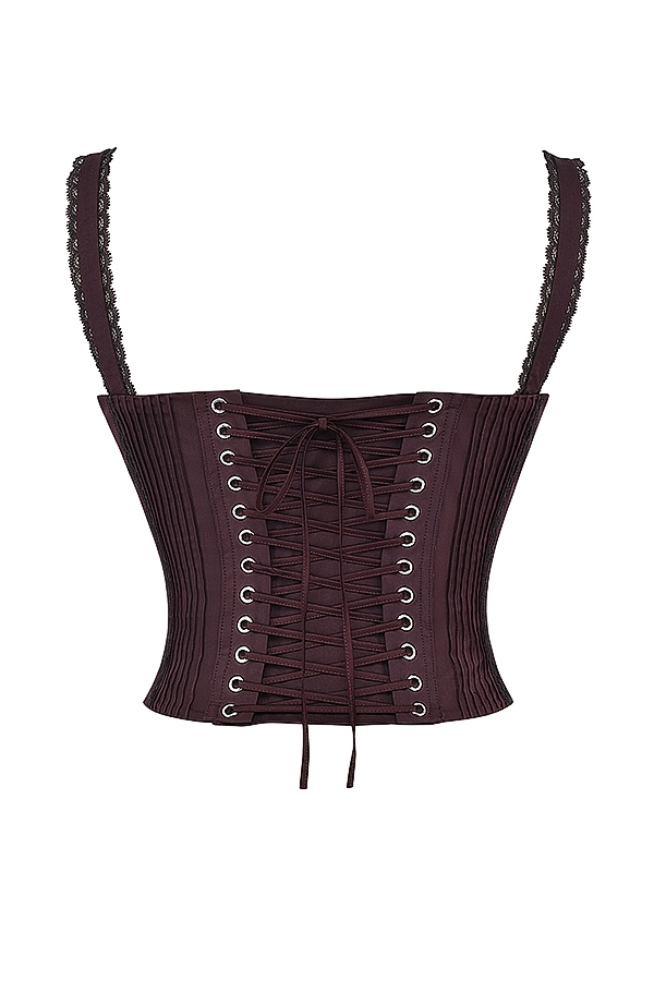 Gini-Rich Brown Lace Back Corset