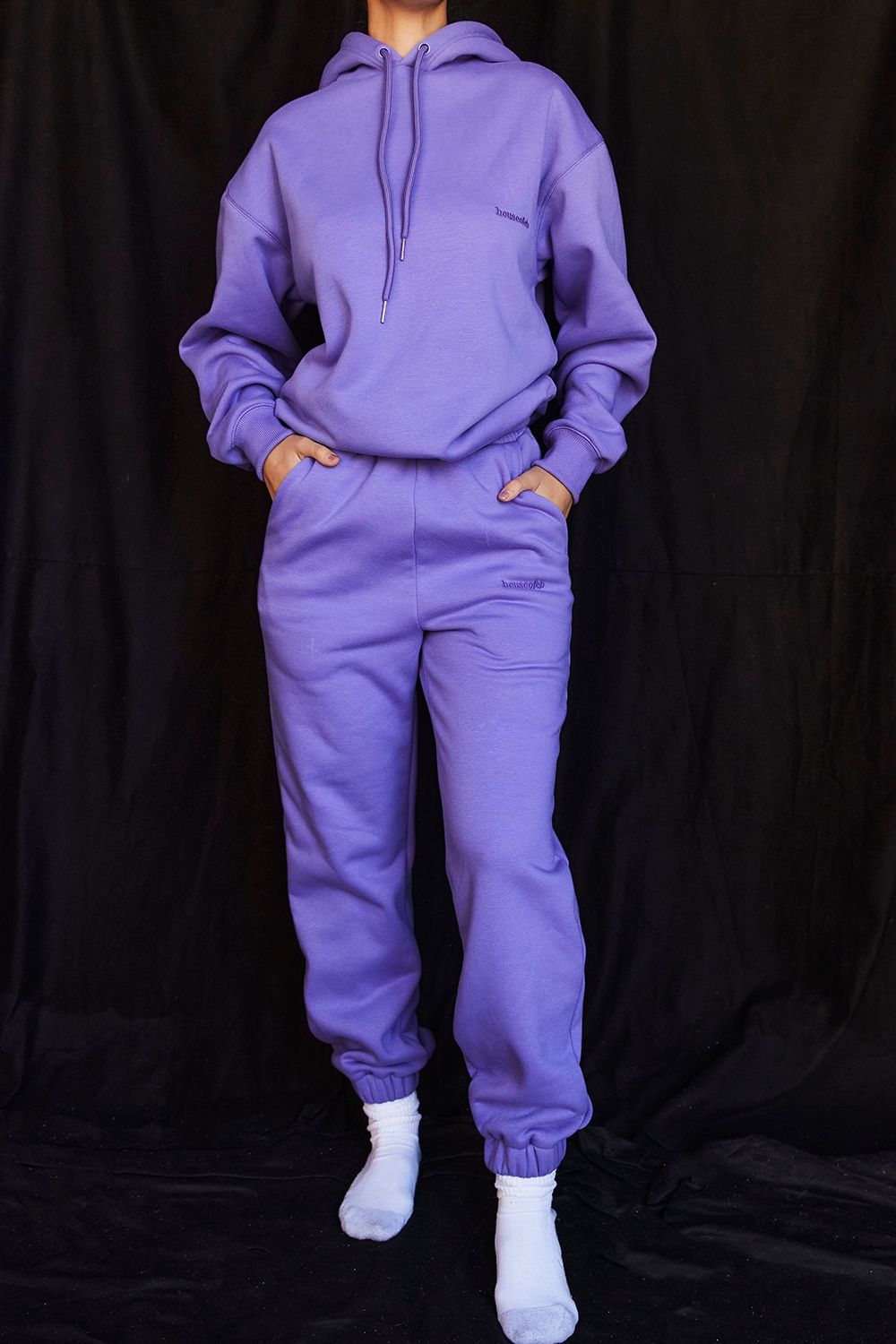 Sky-Purple Fleece Back Jogging Trousers