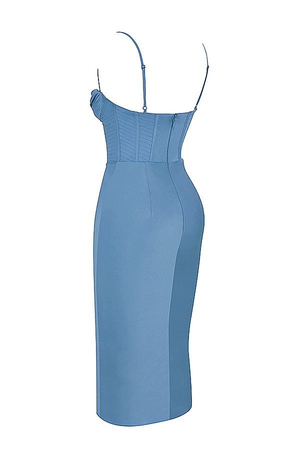 Myrna-Aegean Blue Corset Midi Dress