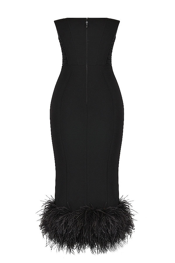 Fionula-Black Strapless Corset Dress