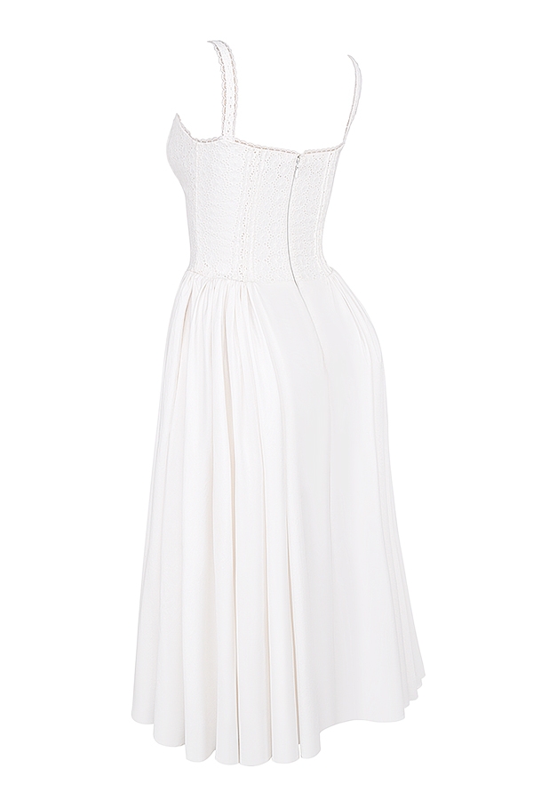 Milia-White Broderie Anglais & Cotton Midi Dress