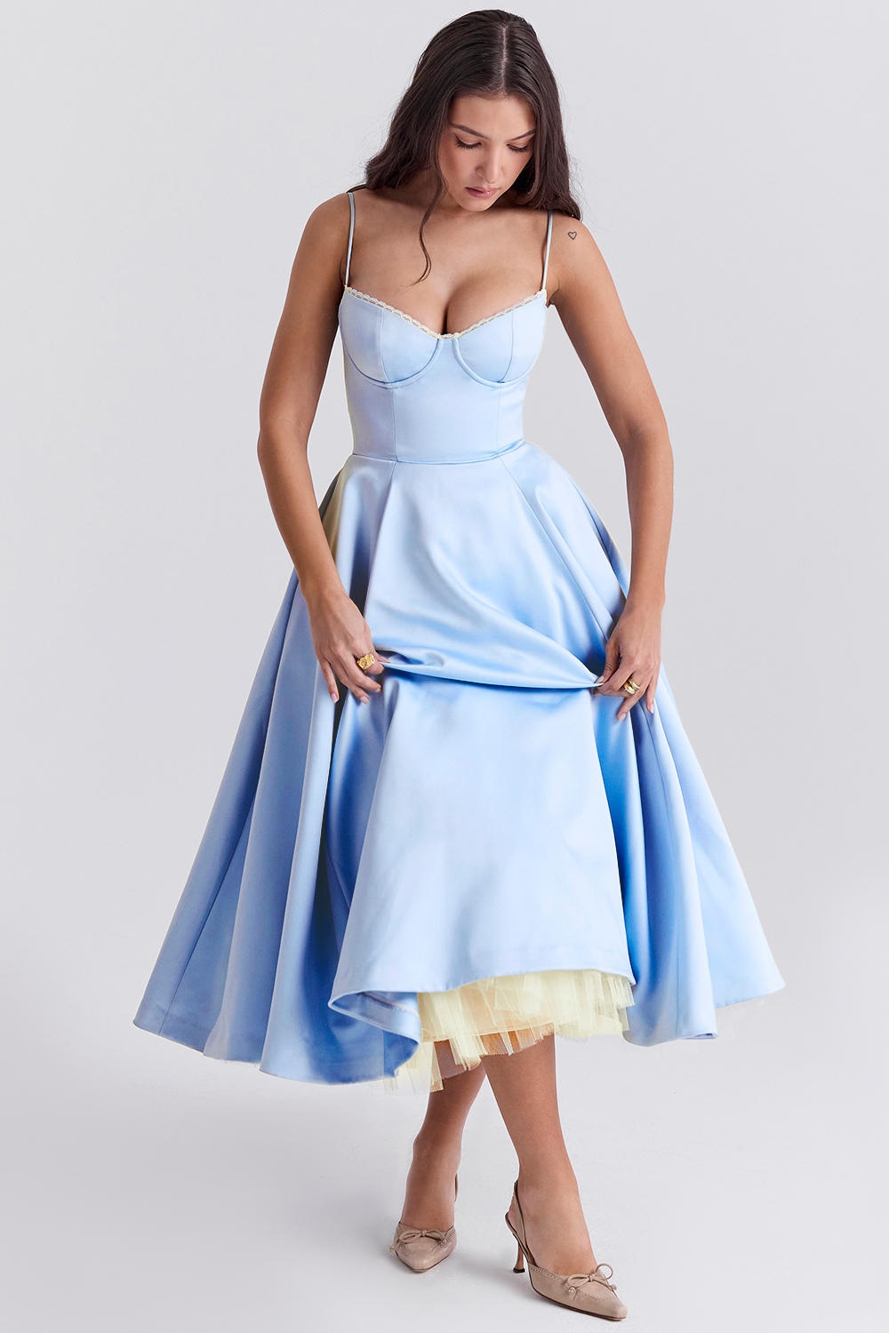 Mademoiselle-Cinderella Blue Tulle Midi Dress