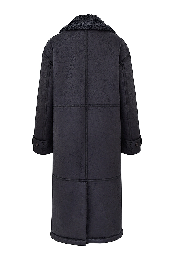 Deiji-Grey Vegan Shearling Coat