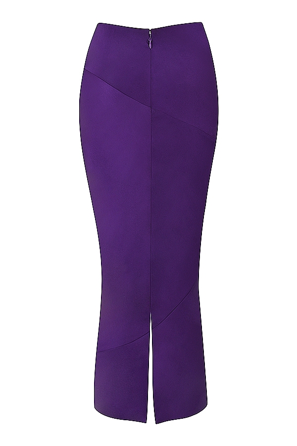 Colette-Grape Satin Low Waist Midi Skirt