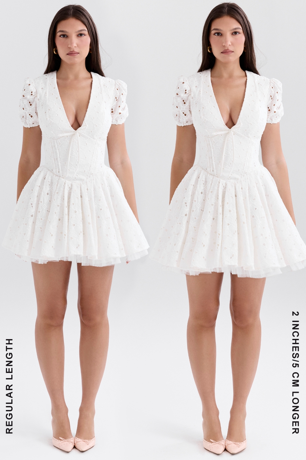 Imani-White Pleated Broderie Anglais Mini Dress