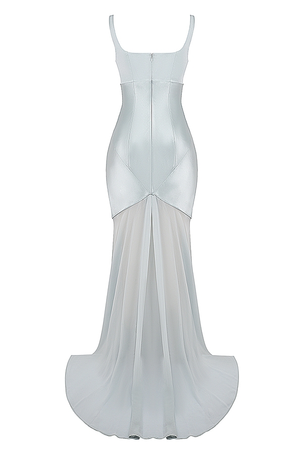 Vittoria-Pistachio Chiffon Floor Length Gown