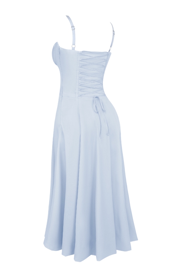Carmen-Soft Blue Cotton Bustier Sundress