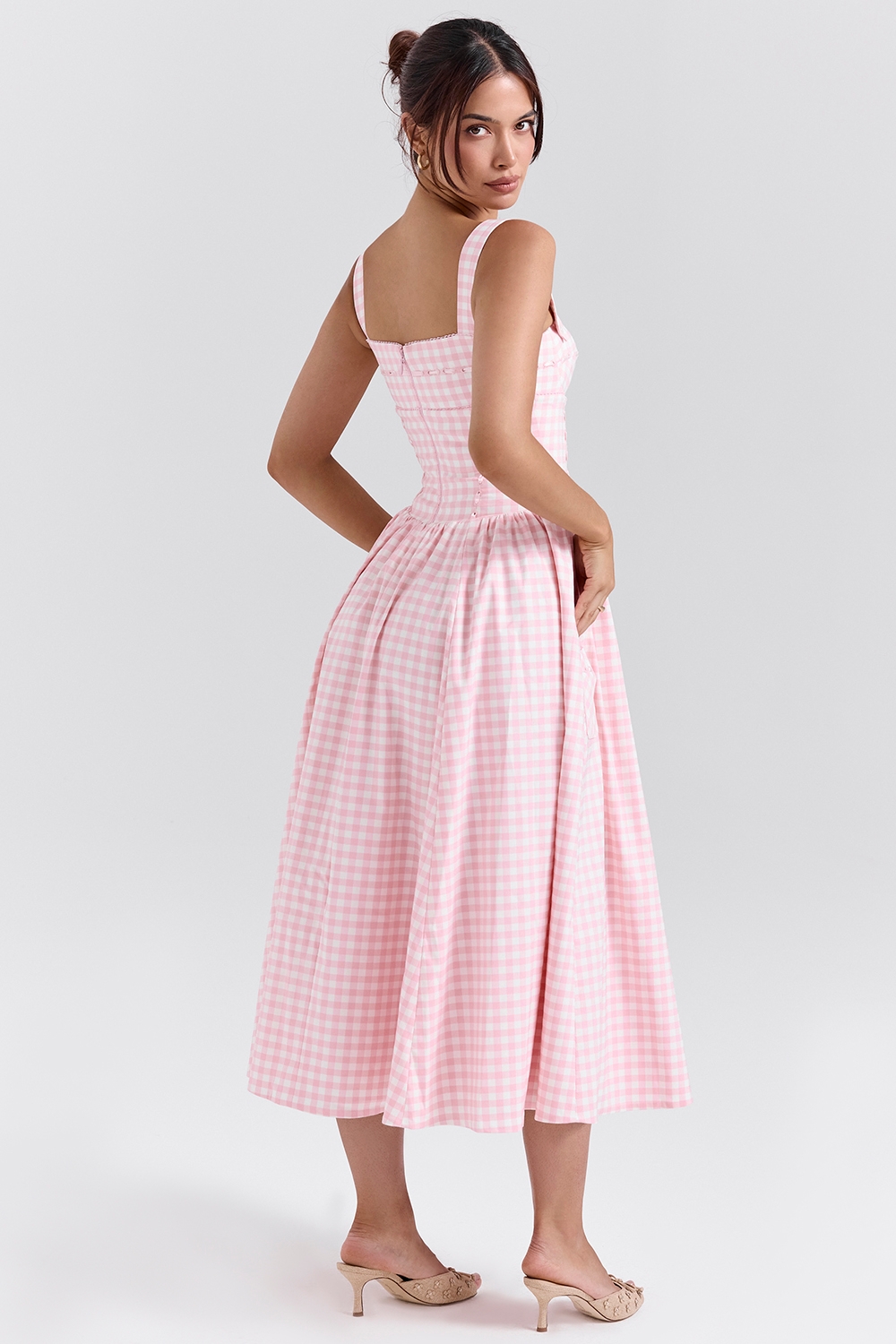 Vivien-Strawberry Shortcake Gingham Midi Sundress