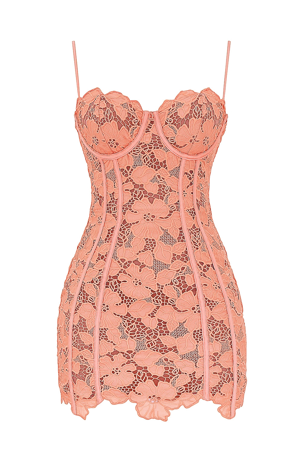 Ilayda-Sorbet Embroidered Floral Lace Mini Dress
