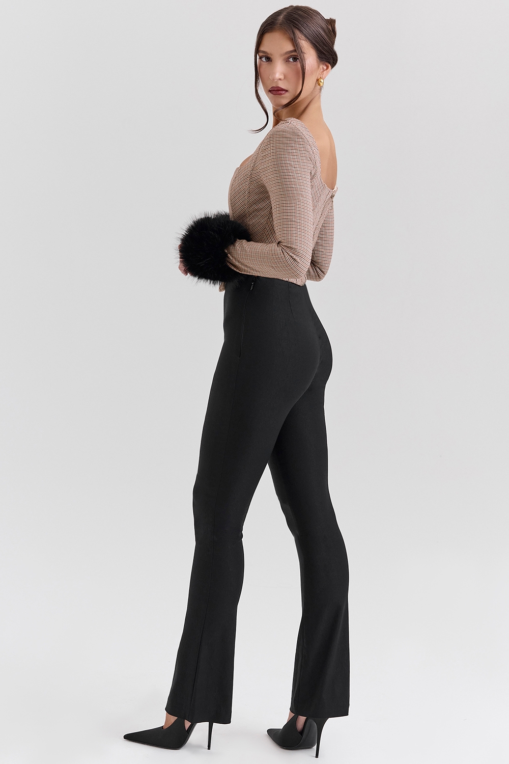 Antonia-Brown Puppytooth Corset Top - SALE