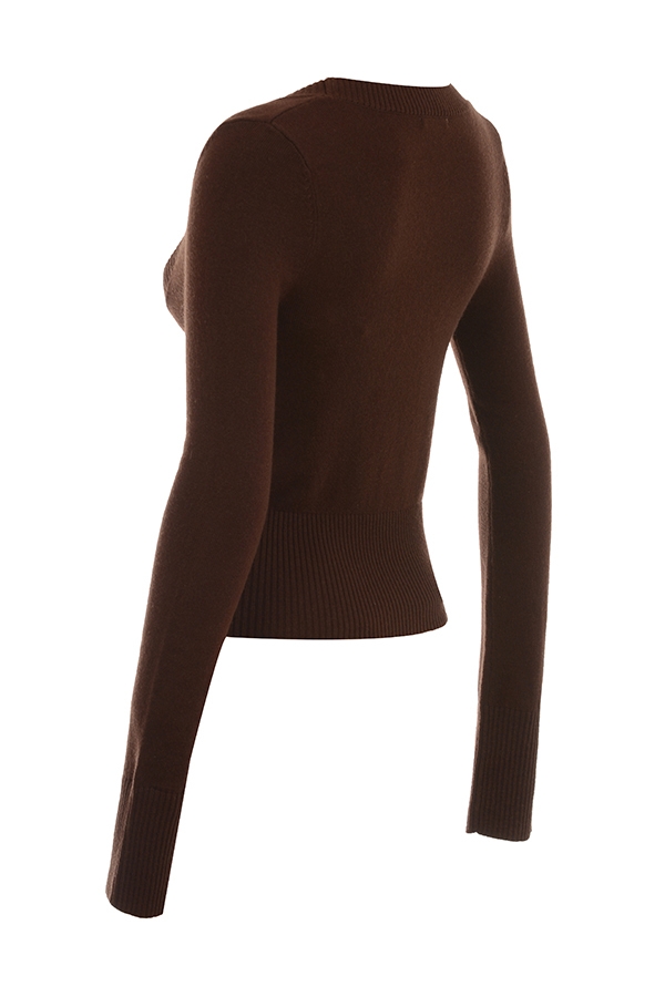 Raquel-Chocolate Cashmere Blend Scoop Neck Top - SALE