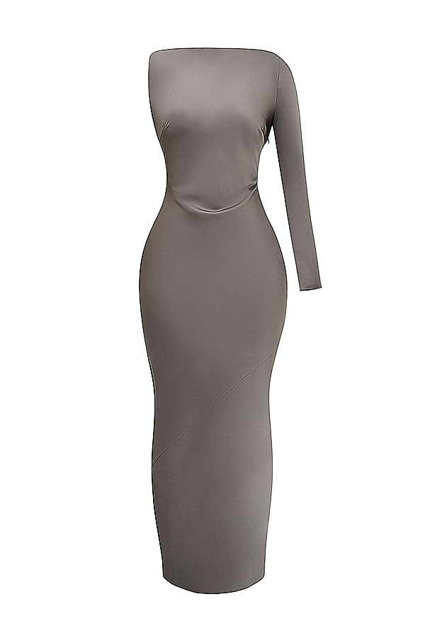 Catiana-Smoke One Sleeve Maxi Dress