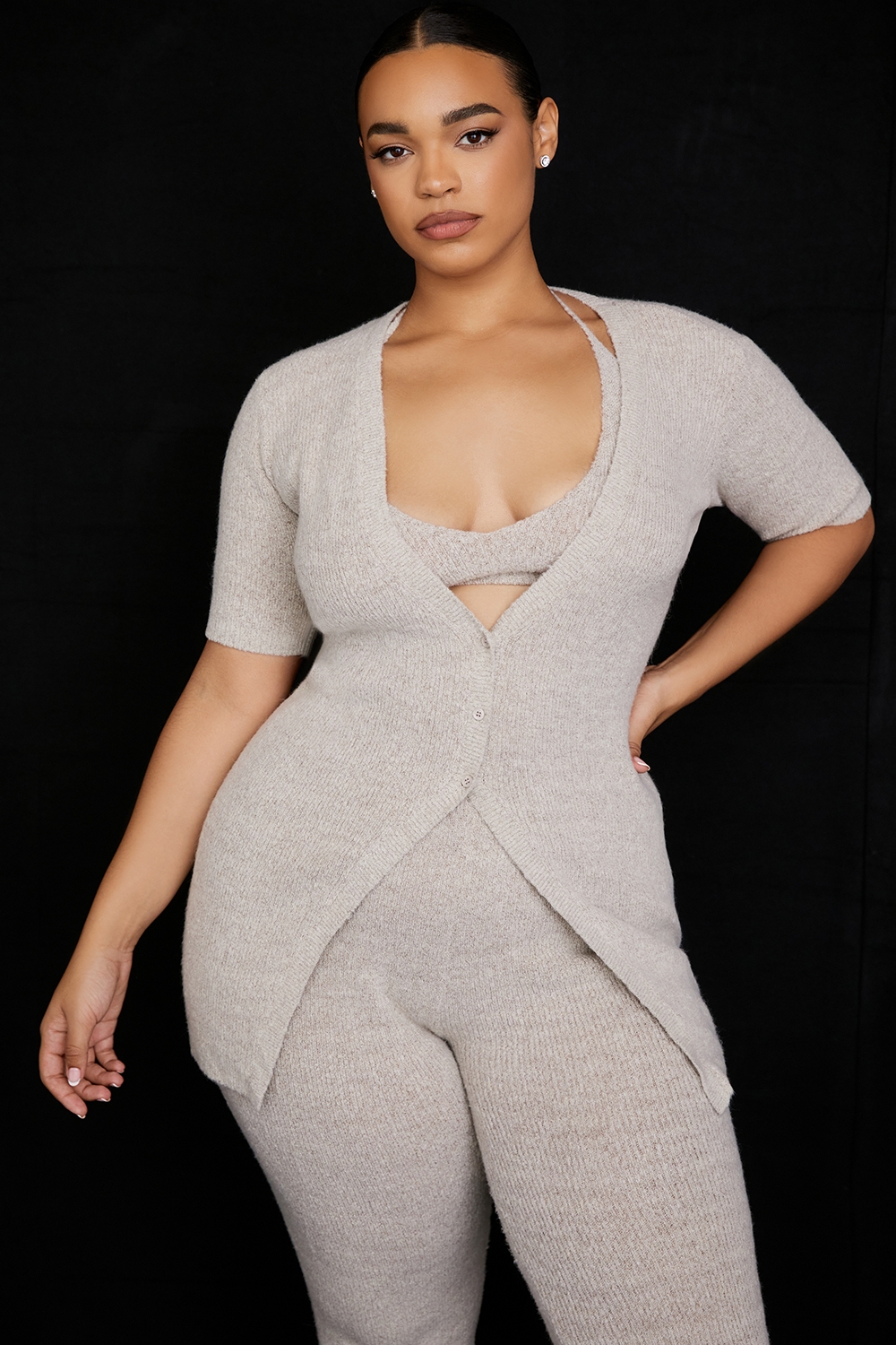 Opal-Oatmeal Ribbed Knit Cardigan - SALE