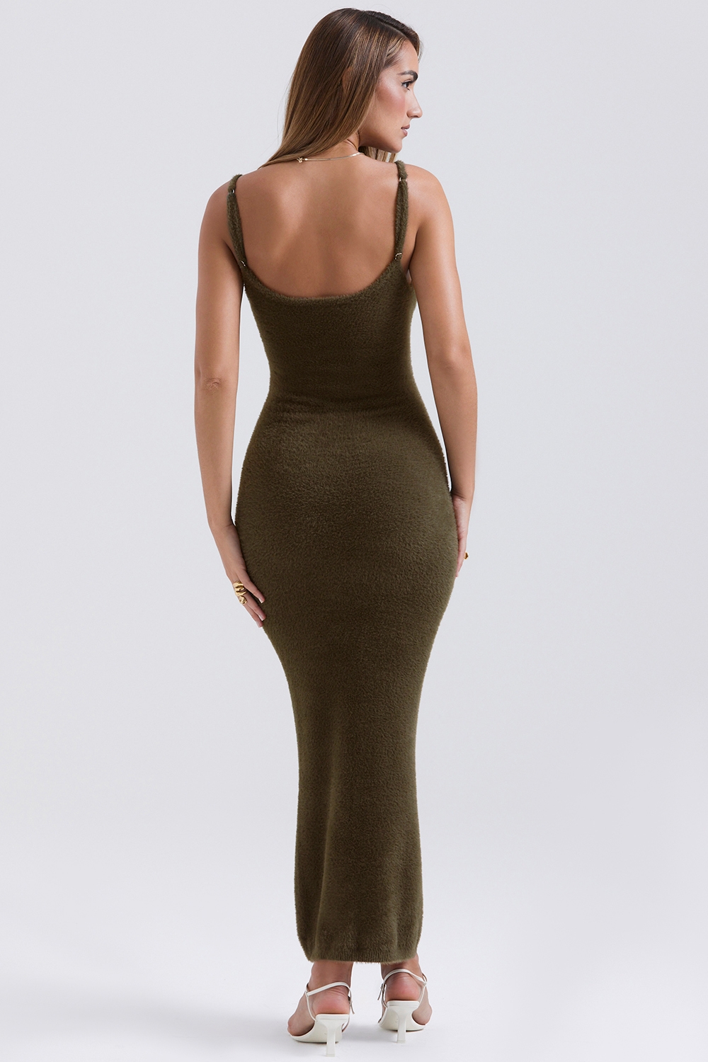 Fayette-Khaki Soft Fluffy Knit Maxi Dress - SALE