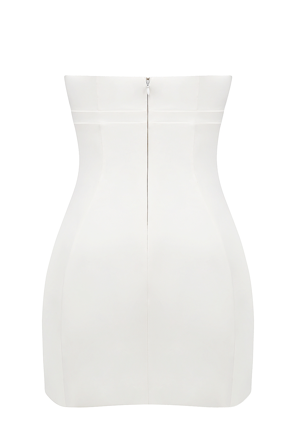 Mimi-White Strapless Twill Mini Dress