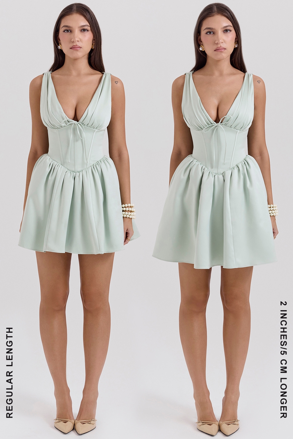 Emmeliette-Pistachio Satin Mini Dress - SALE