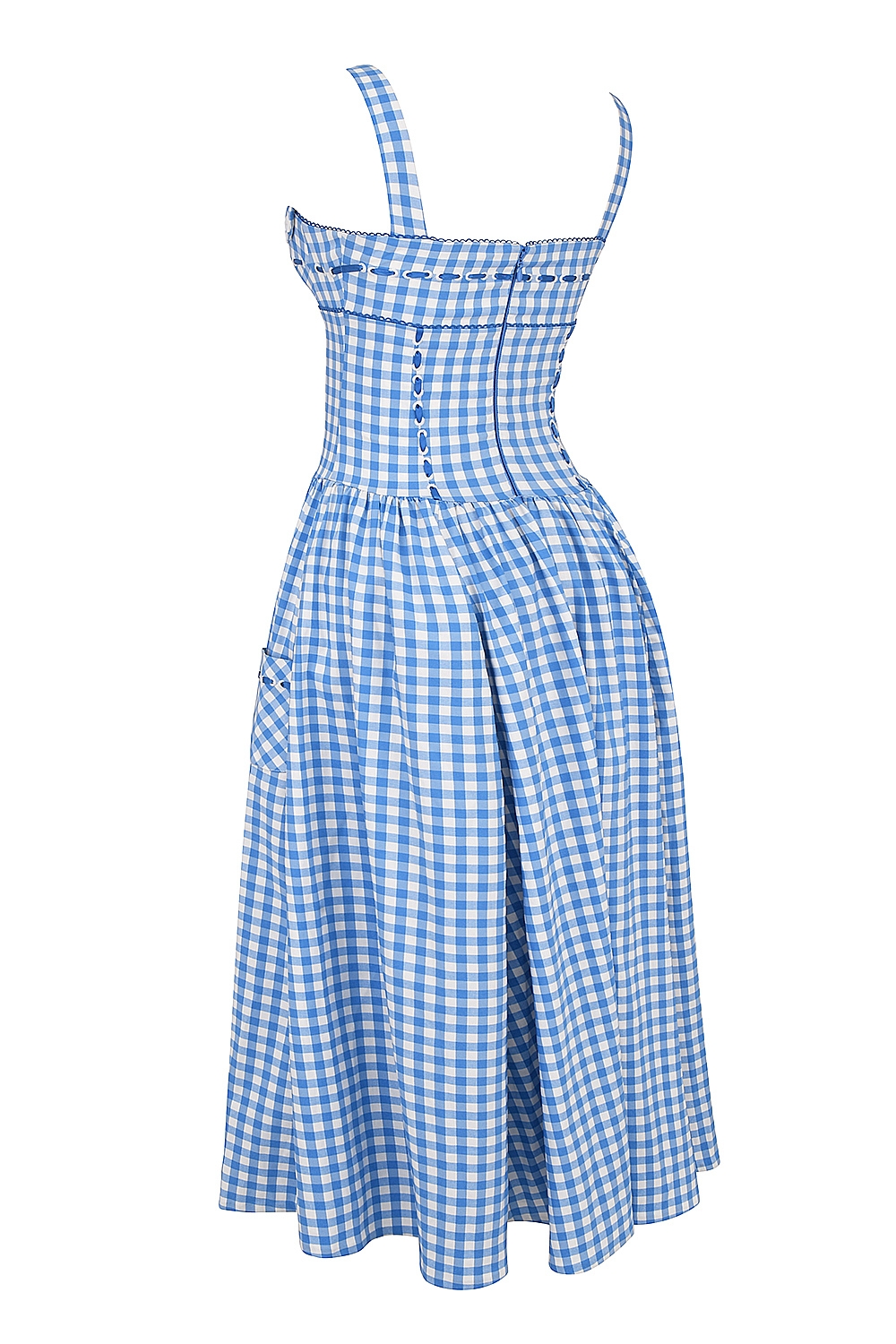 Vivien-Regatta Blue Gingham Midi Sundress